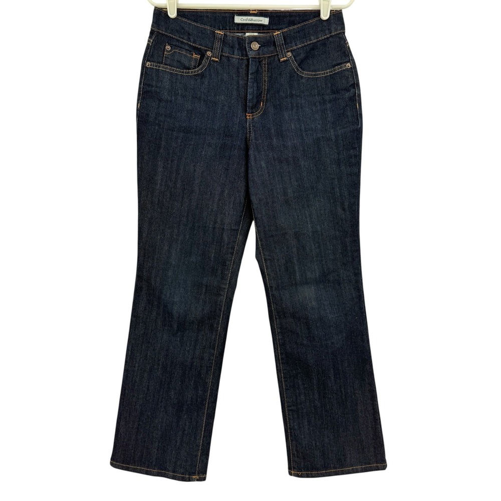 Croft & Barrow Women's Stretch Denim Jeans Size 8S Navy Blue Straight Leg